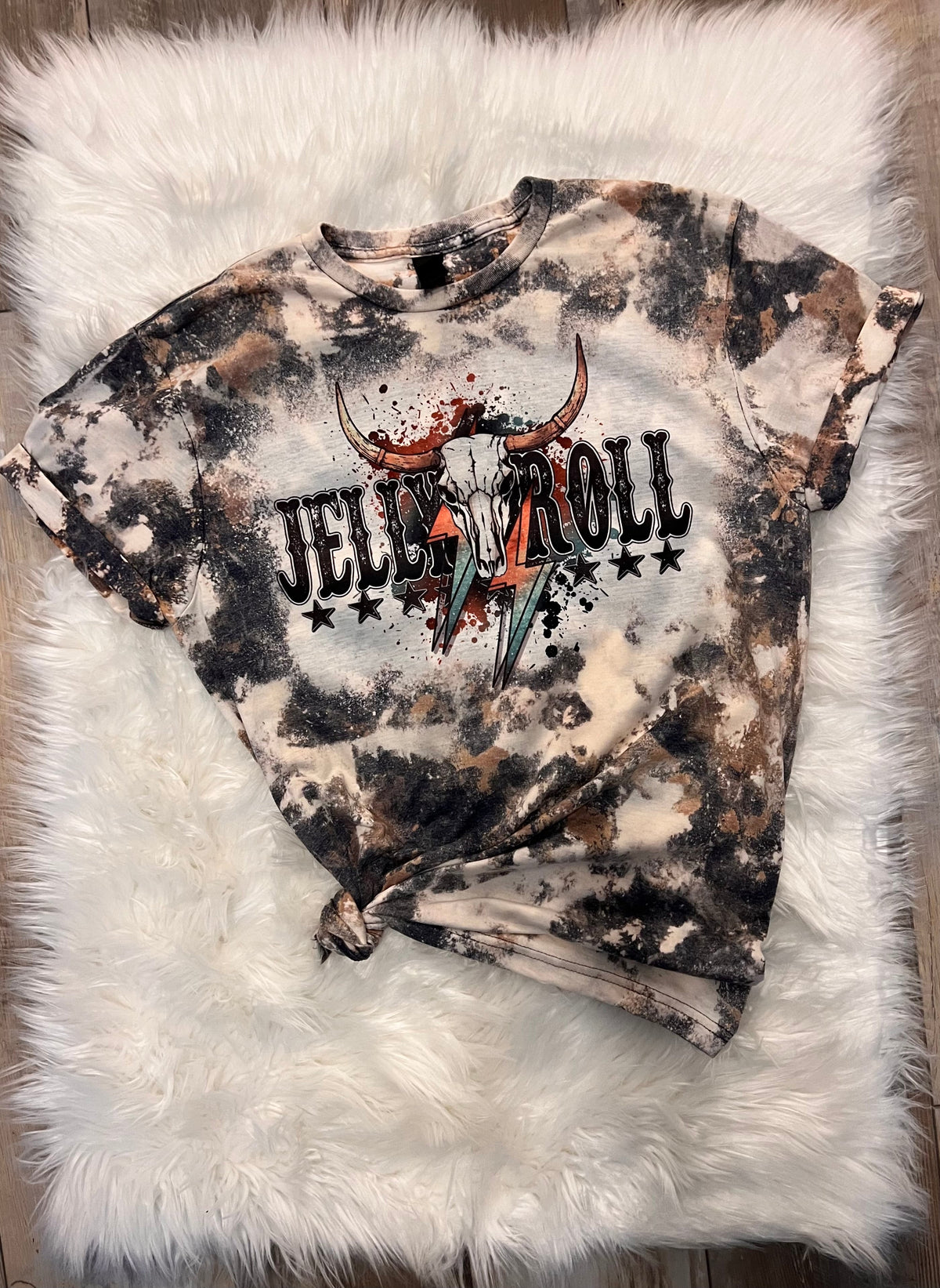 Jelly Roll Cowhide Bleached Tee