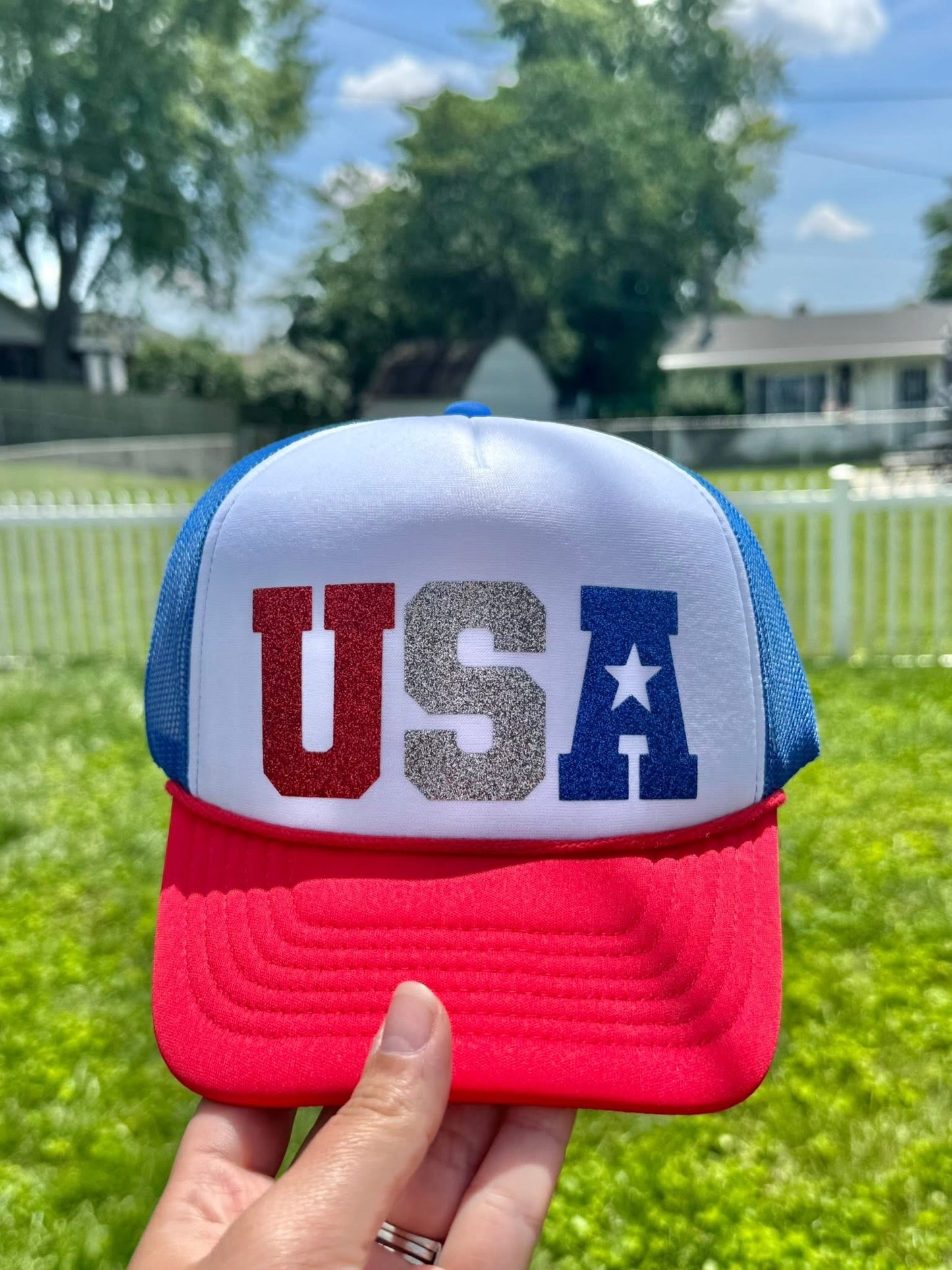 USA Glitter Trucker Hat