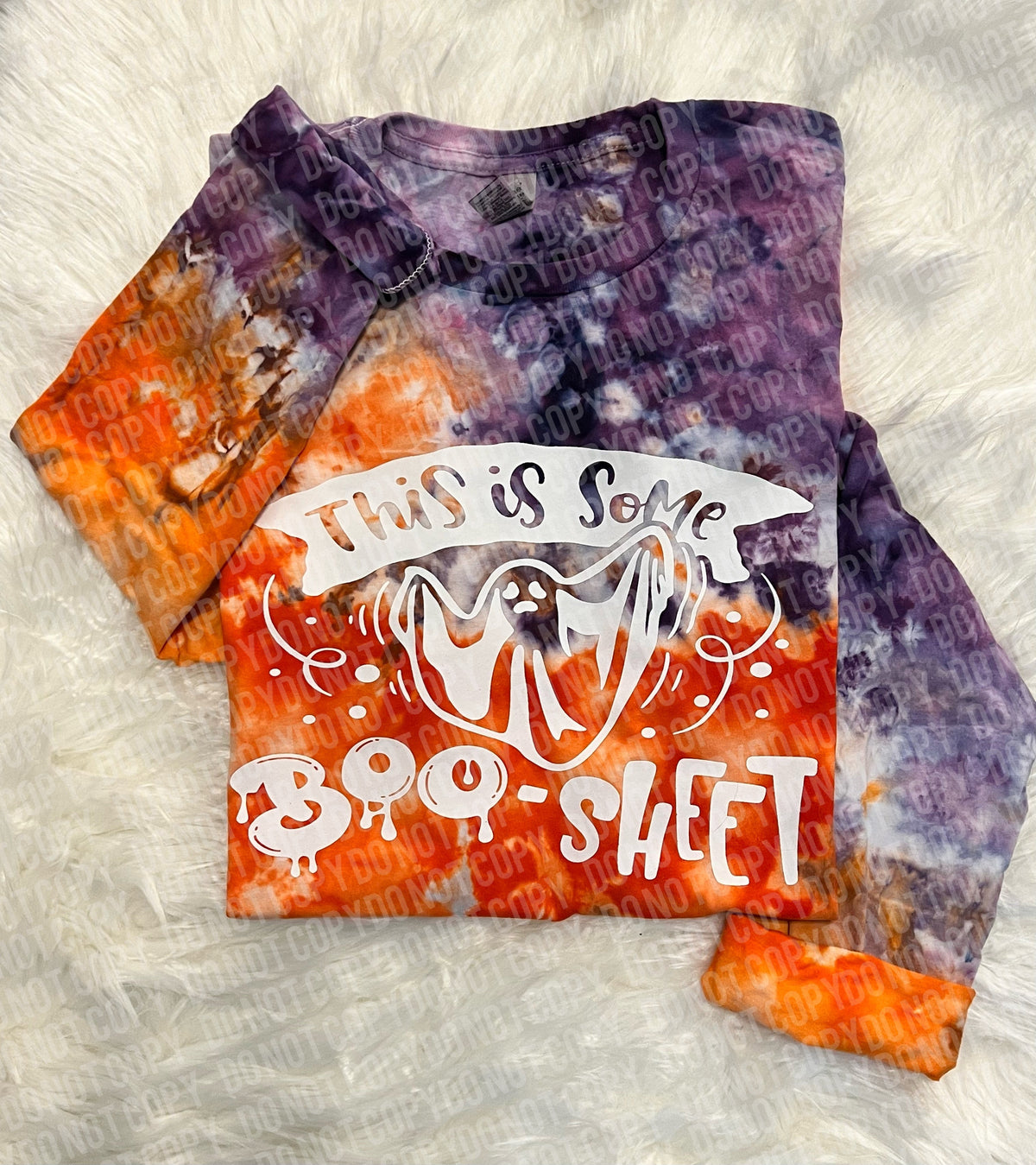 This Is Some Boo Sheet Orange & Purple Hand Dyed Long Sleeve Tee