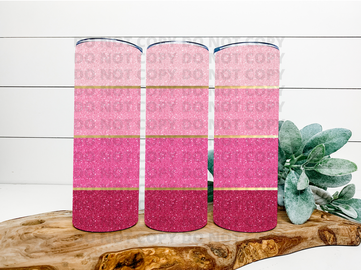 Pink Ombre With Gold Trim Stainless Steel Tumbler