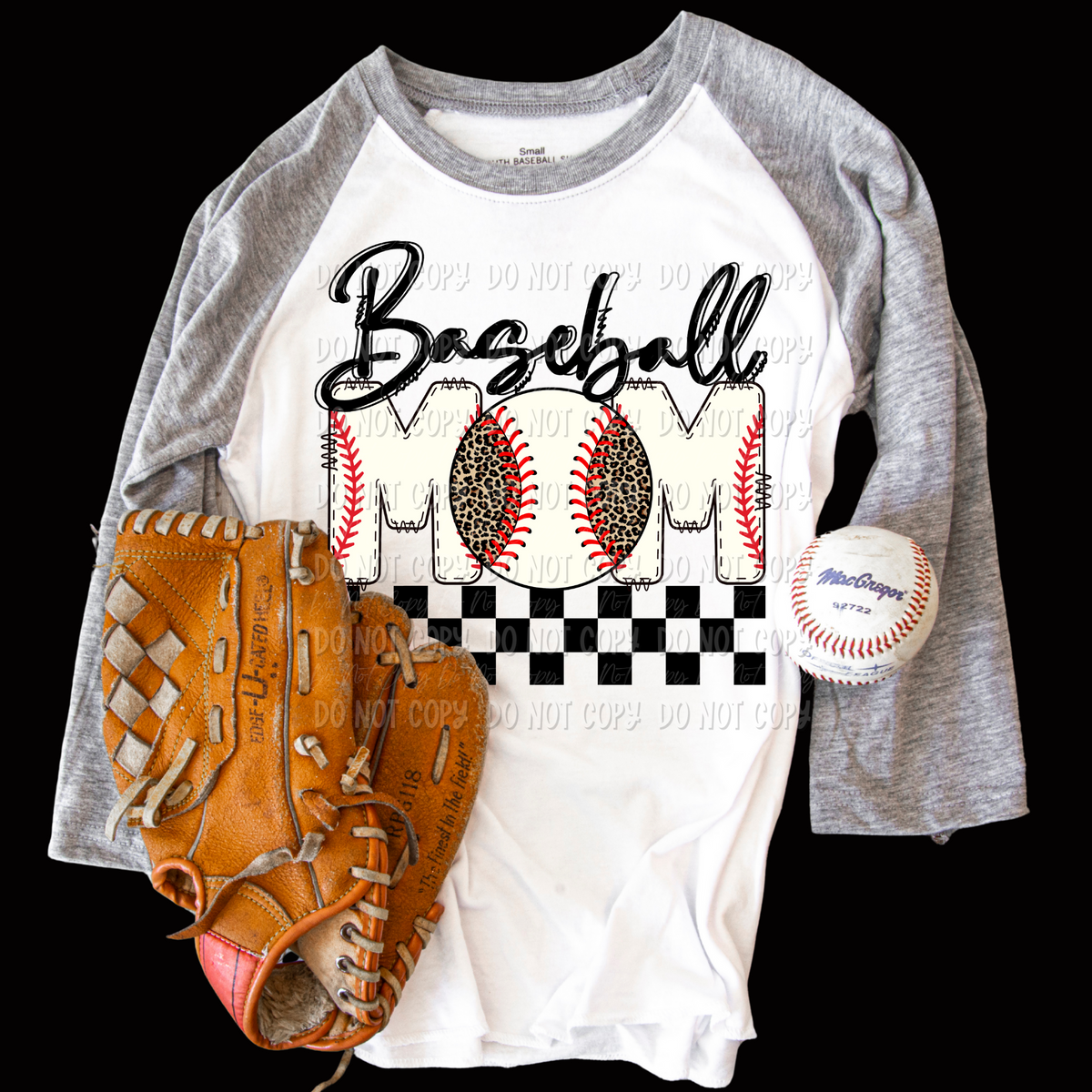 Baseball Mom Checkered With Leopard || Tee