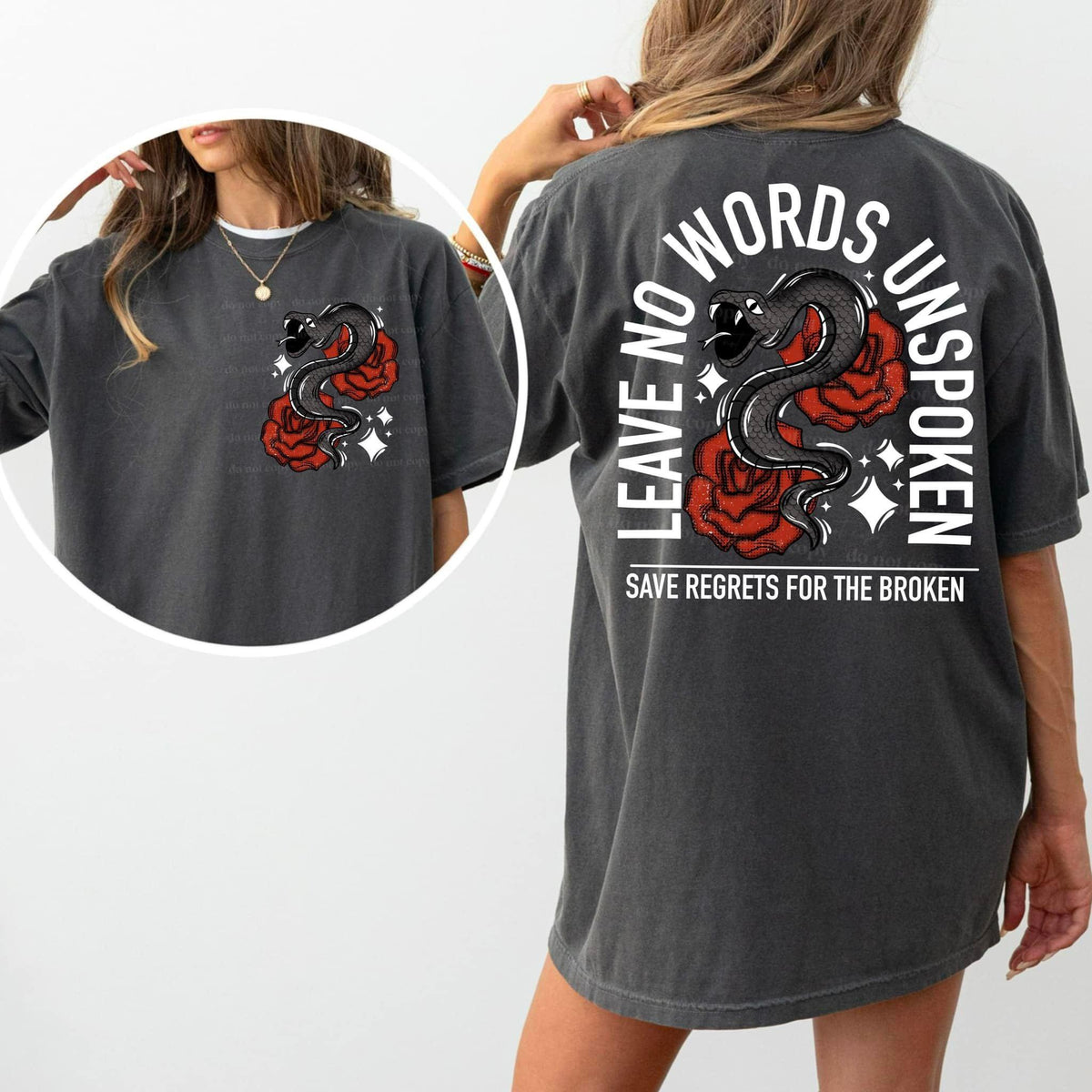 Leave No Words Unspoken. Save Regrets For The Broken. With Pocket Design - White - Tee