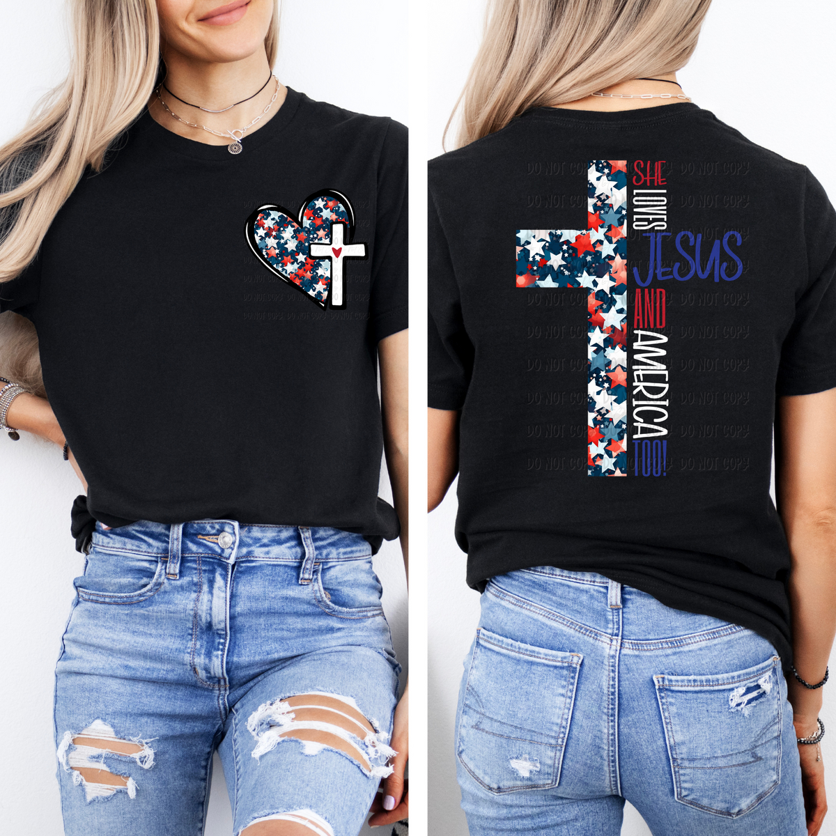 She Loves Jesus And America Too! - Tee - Full Color Design