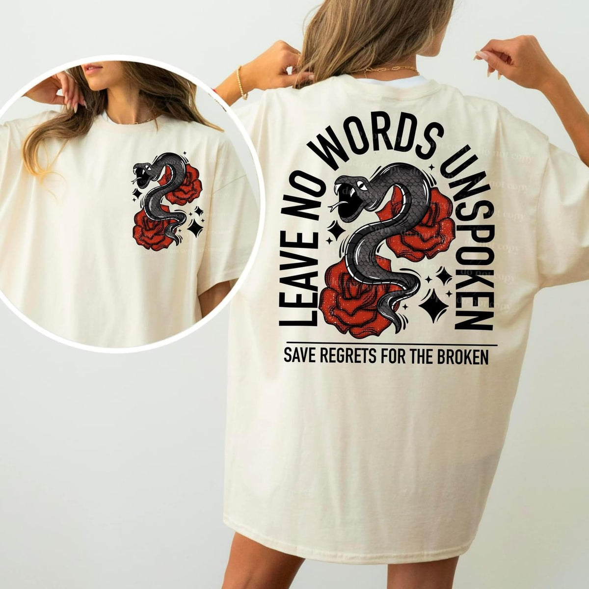 Leave No Words Unspoken. Save Regrets For The Broken. With Pocket Design - Black - Tee