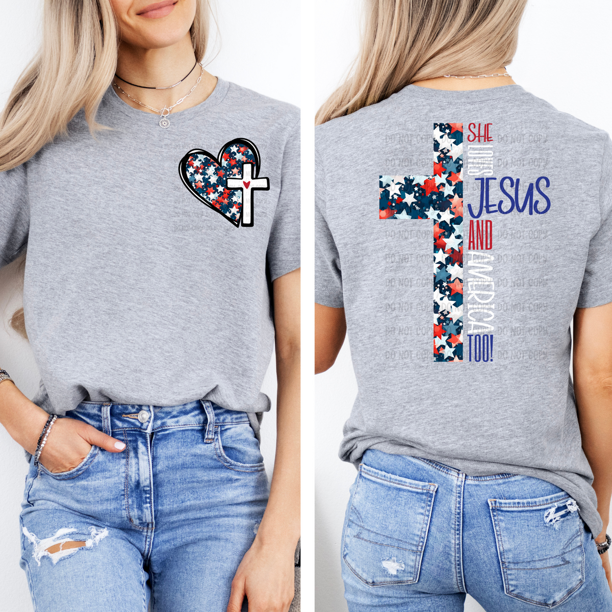 She Loves Jesus And America Too! - Tee - Full Color Design