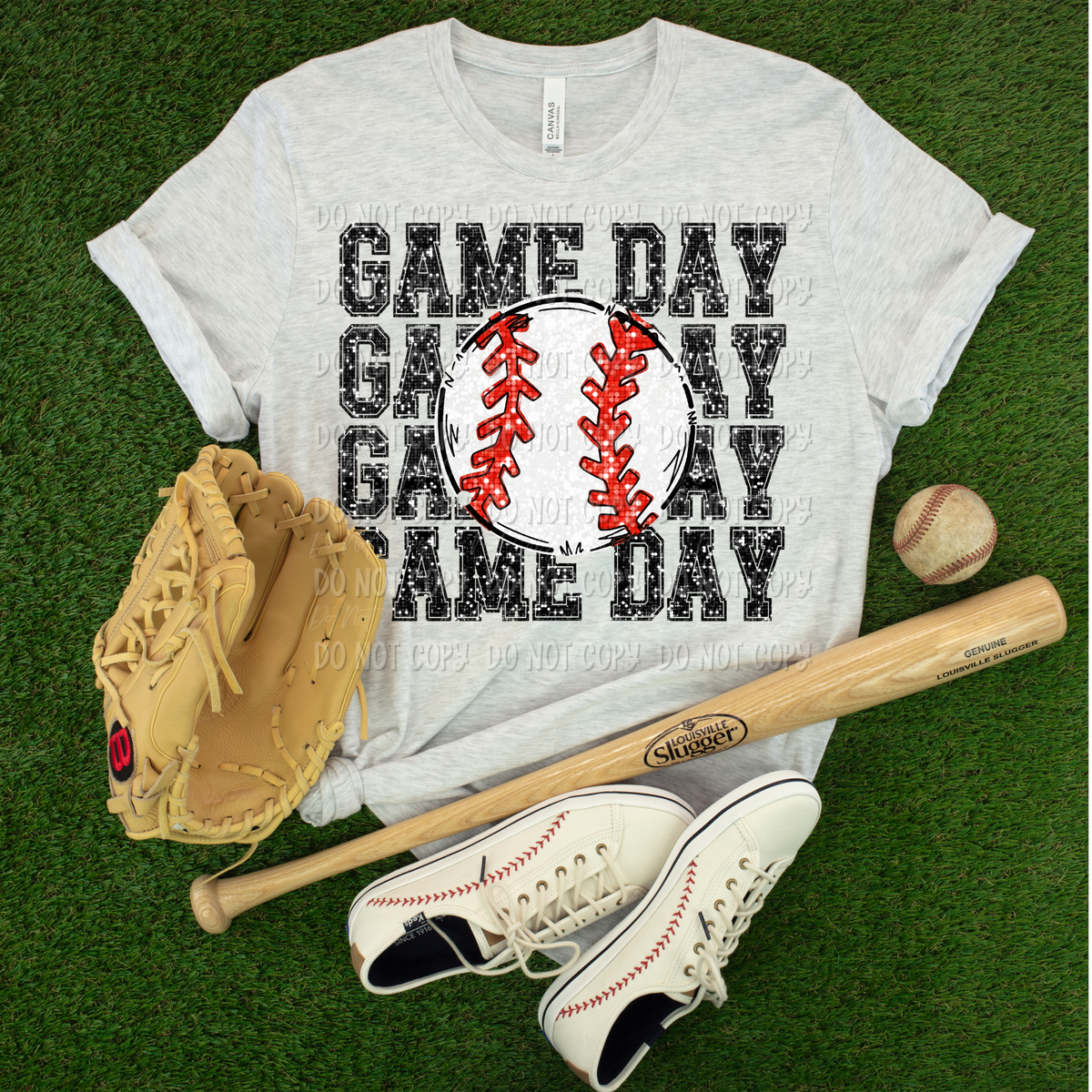 Game Day || Baseball || Faux Glitter || Tee