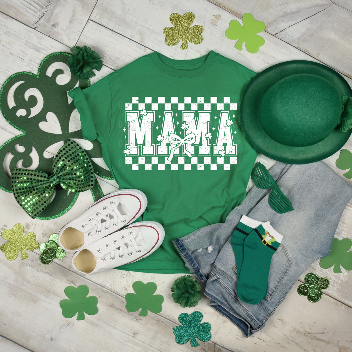 Mama St. Patrick’s Checkered || White Design || Tee