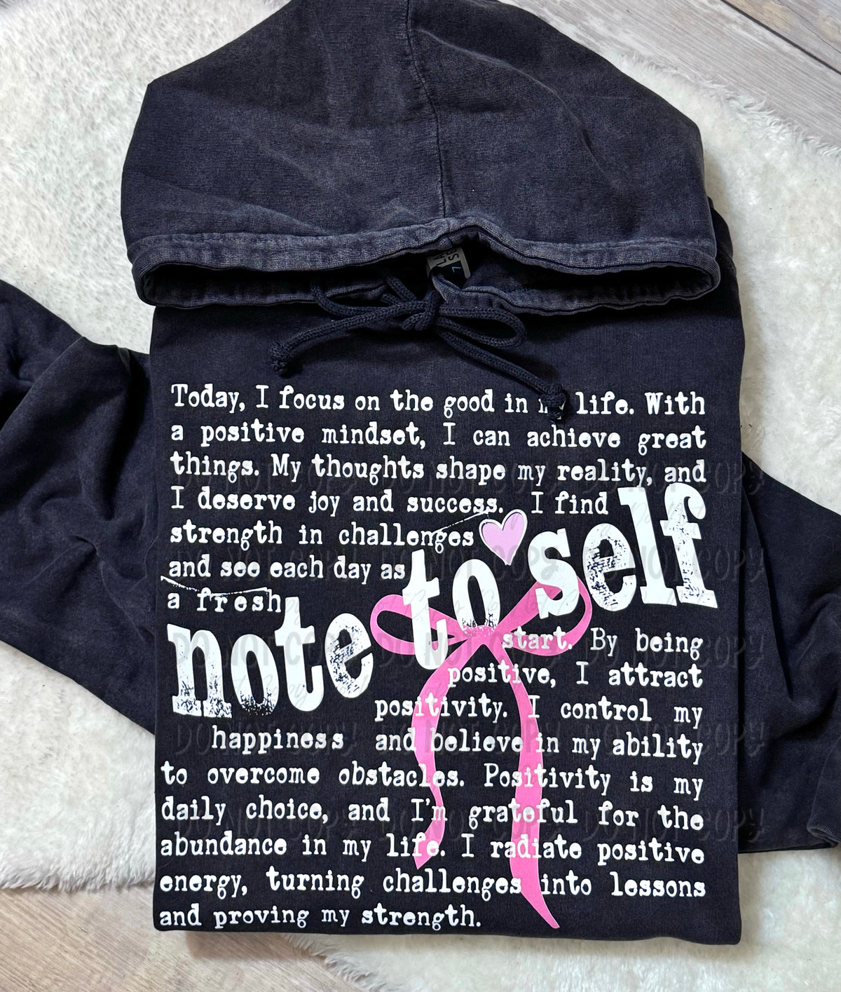 Note To Self || Pink Bow || White || Sweatshirt Or Hoodie