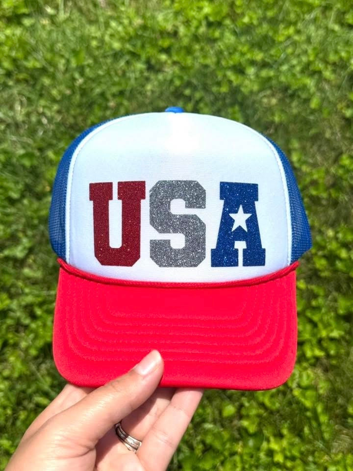USA Glitter Trucker Hat