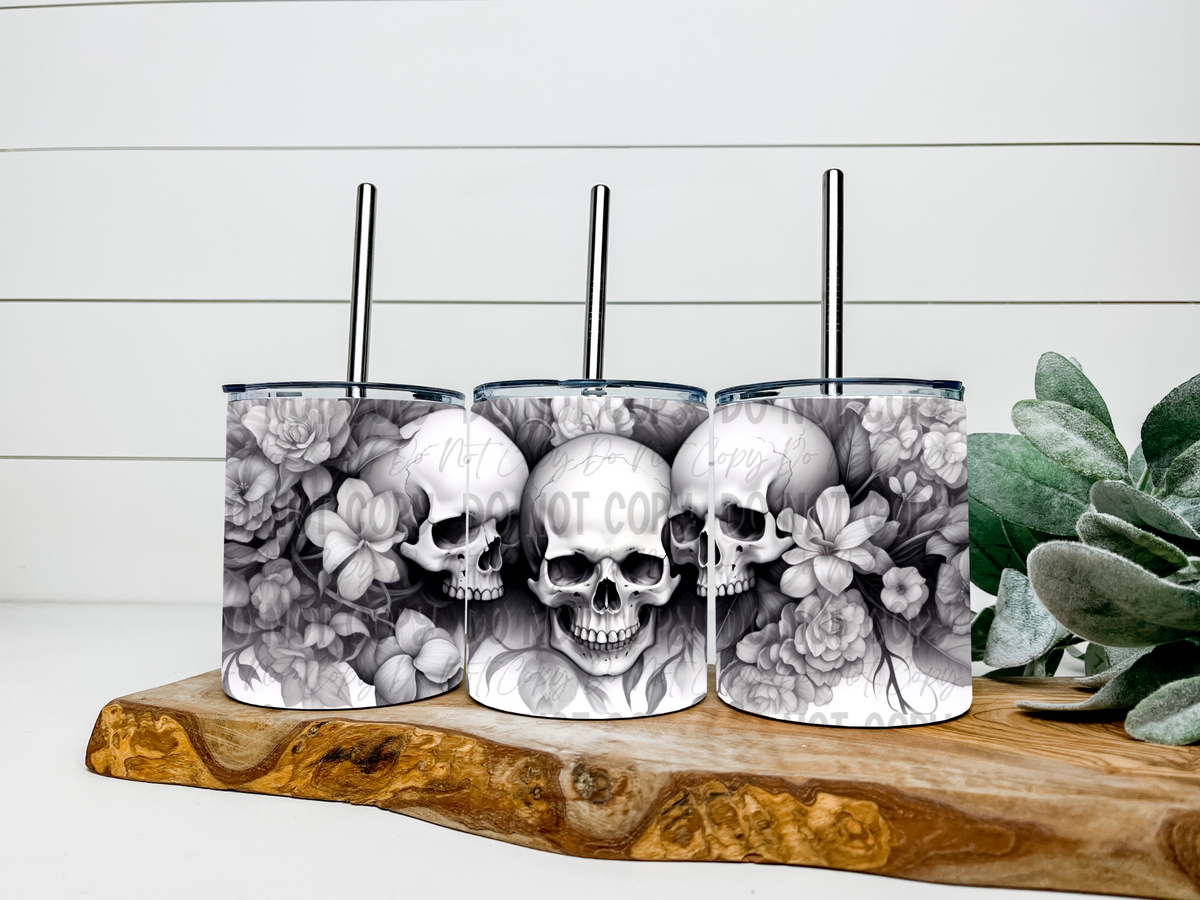 Floral Skellies - 12oz Low Ball Tumbler