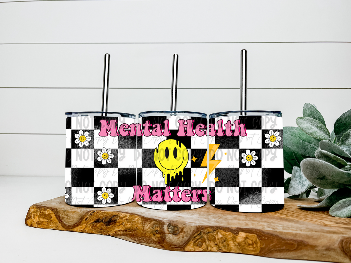 Mental Health Matters Checkered - 12oz Low Ball Tumbler