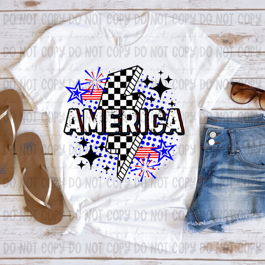 America Checkered Bolt - Tee