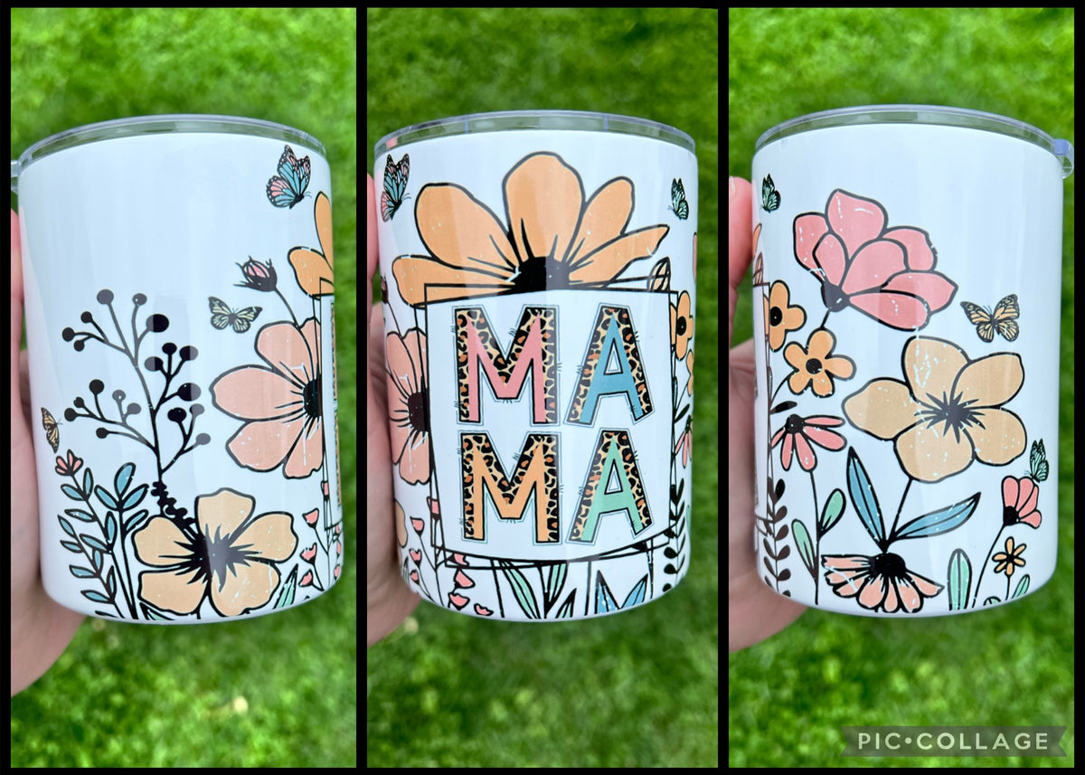 Mama Leopard Floral - 12oz Low Ball Tumbler