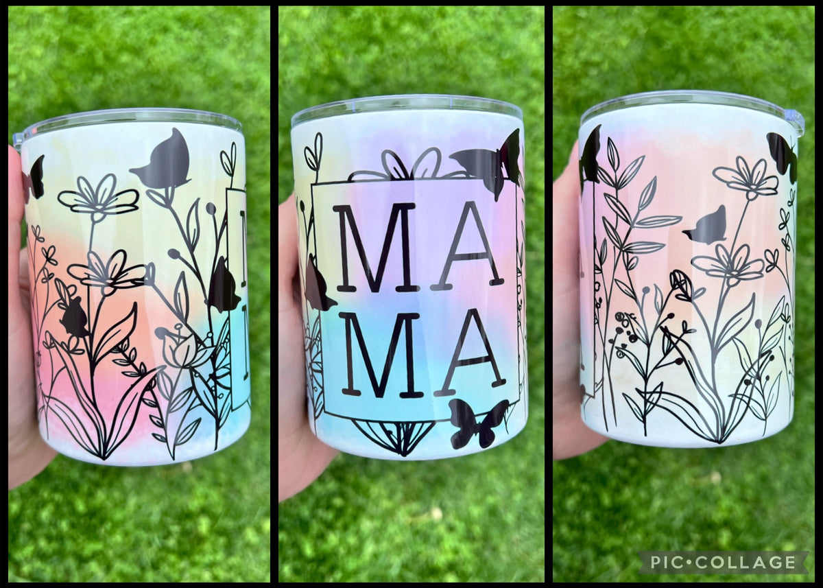 Mama Watercolor Floral - 12oz Low Ball Tumbler