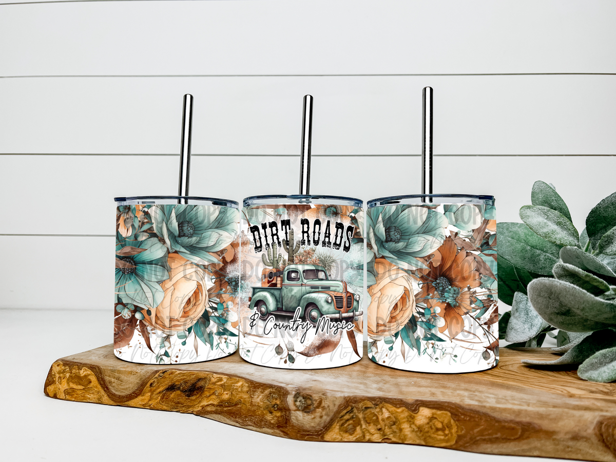 Dirt Roads & Country Music - 12oz Low Ball Tumbler