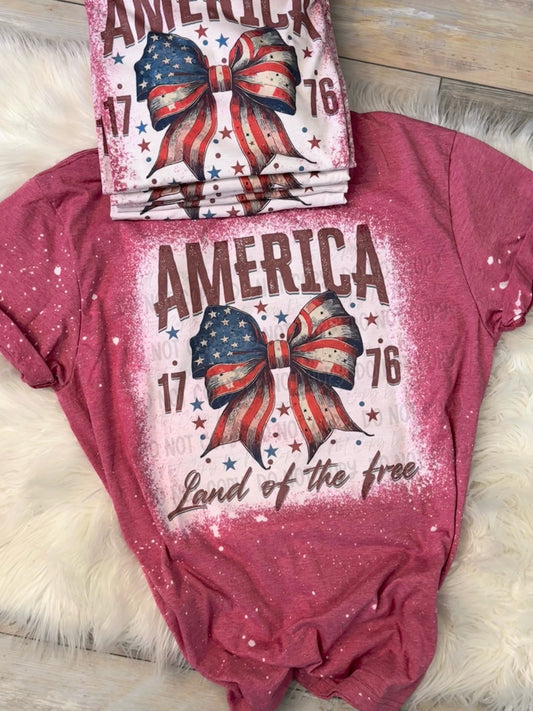America - Land Of The Free Bleached Tee