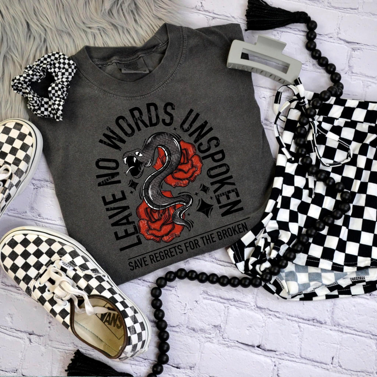 Leave No Words Unspoken. Save Regrets For The Broken - Black - Tee
