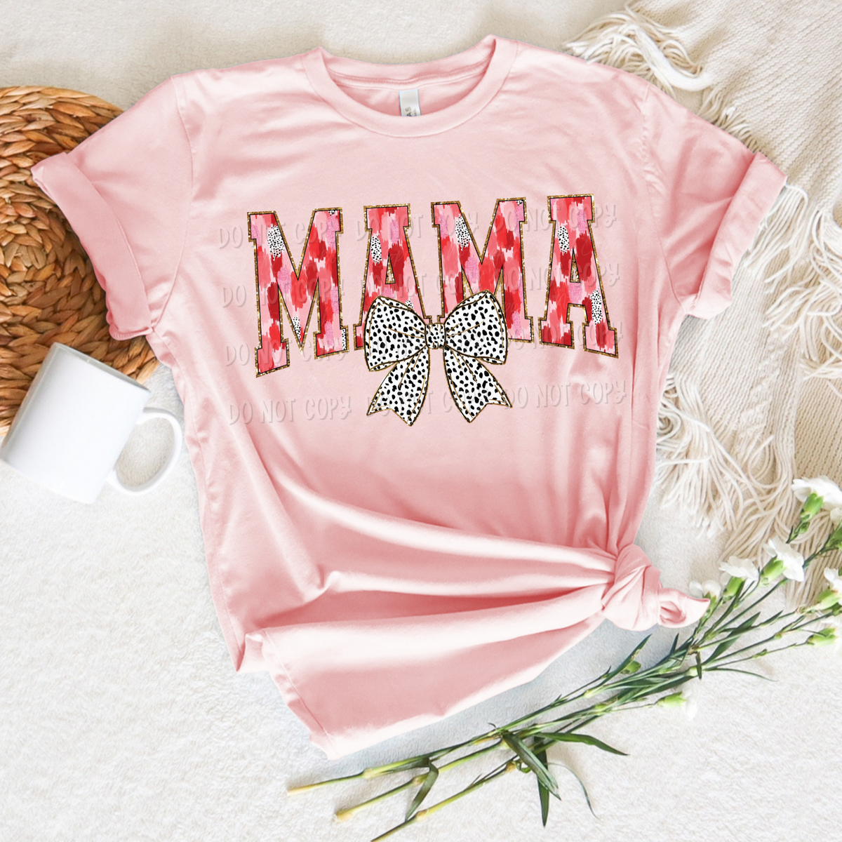 Mama Pink Polka Dot Bow || Tee