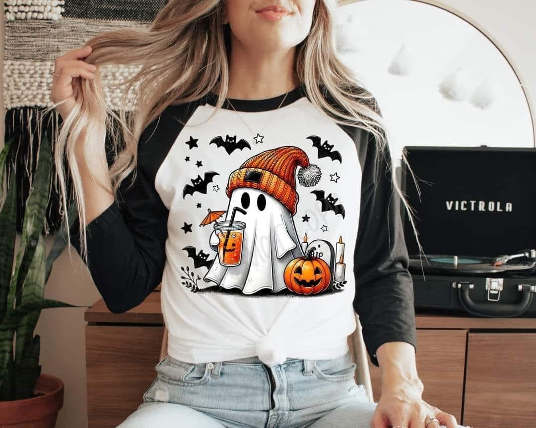 Coffee Ghostie With Bats- Tee