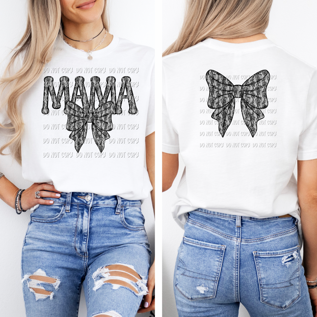 Mama Lace With Bow || Bow on Back || Tee