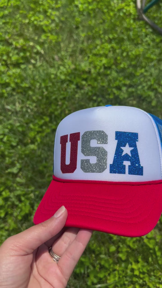 USA Glitter Trucker Hat